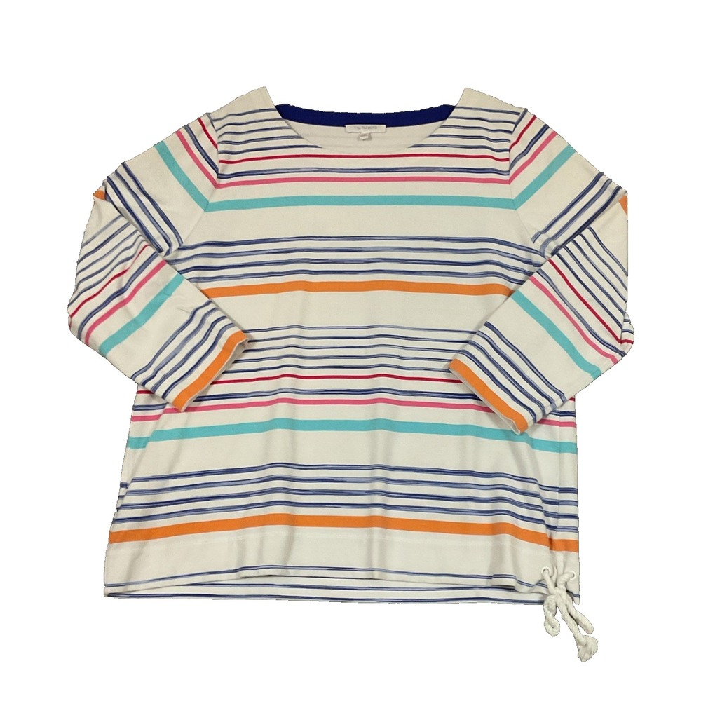 Talbots Women's XLP Striped Nautical Knot Top Blouse Boho Coastal Beach